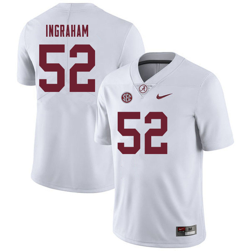 Alabama Crimson Tide Men's Braylen Ingraham #52 White NCAA Nike Authentic Stitched 2019 College Football Jersey NW16Q32BV
